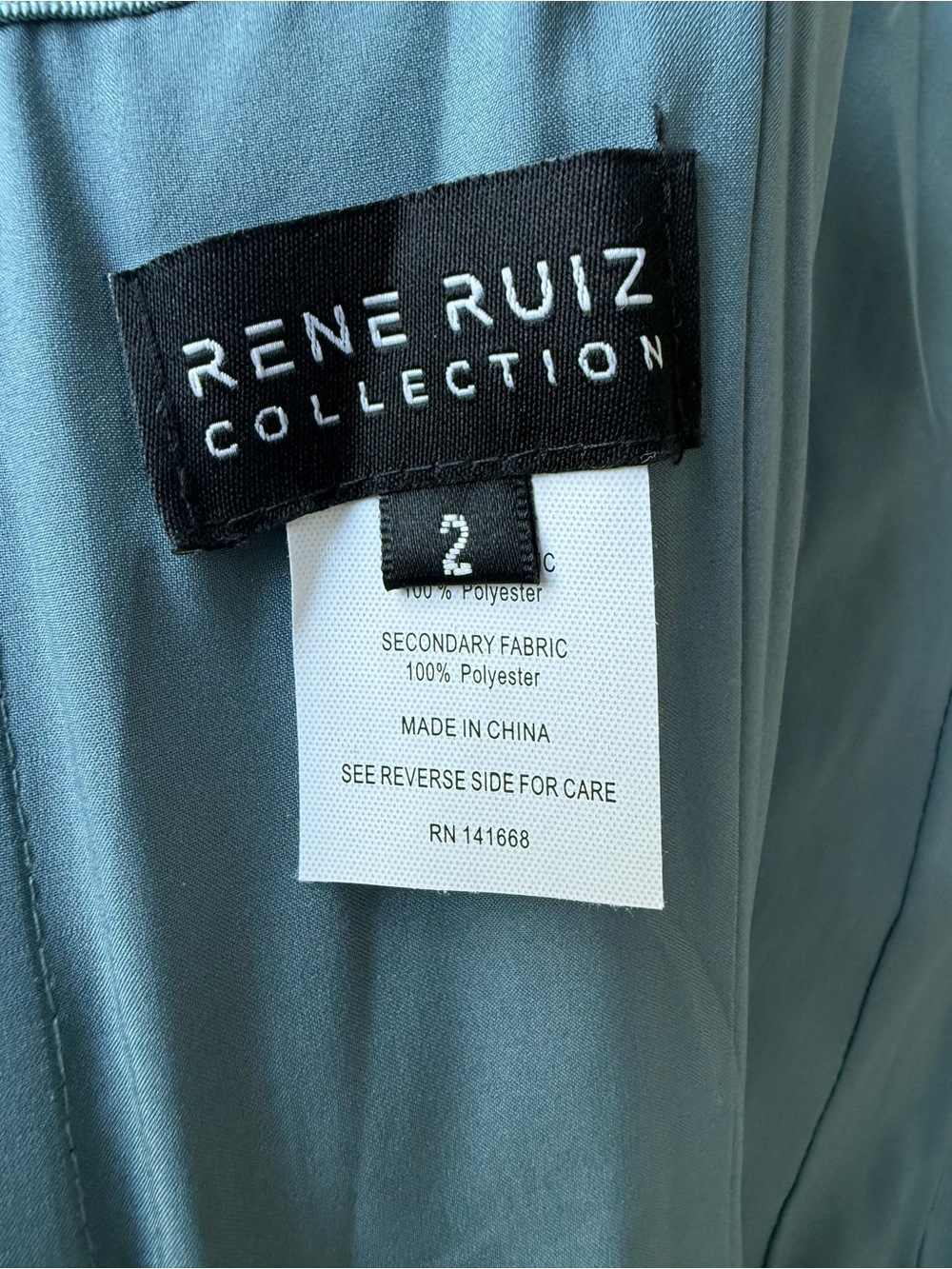 Rene Ruiz Sage Green Embroidered Evening Gown - Picture 8 of 11